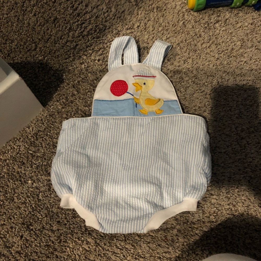 Vintage Duckey overalls romper 6/9m